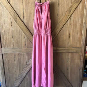 Bella Dahl Halter High Neck Midi Dress, Pink Size Medium